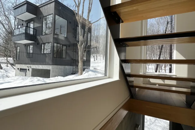 Yuki No Taki 1 and 2 Staircase made of Timber and Steet with Concrete Walls