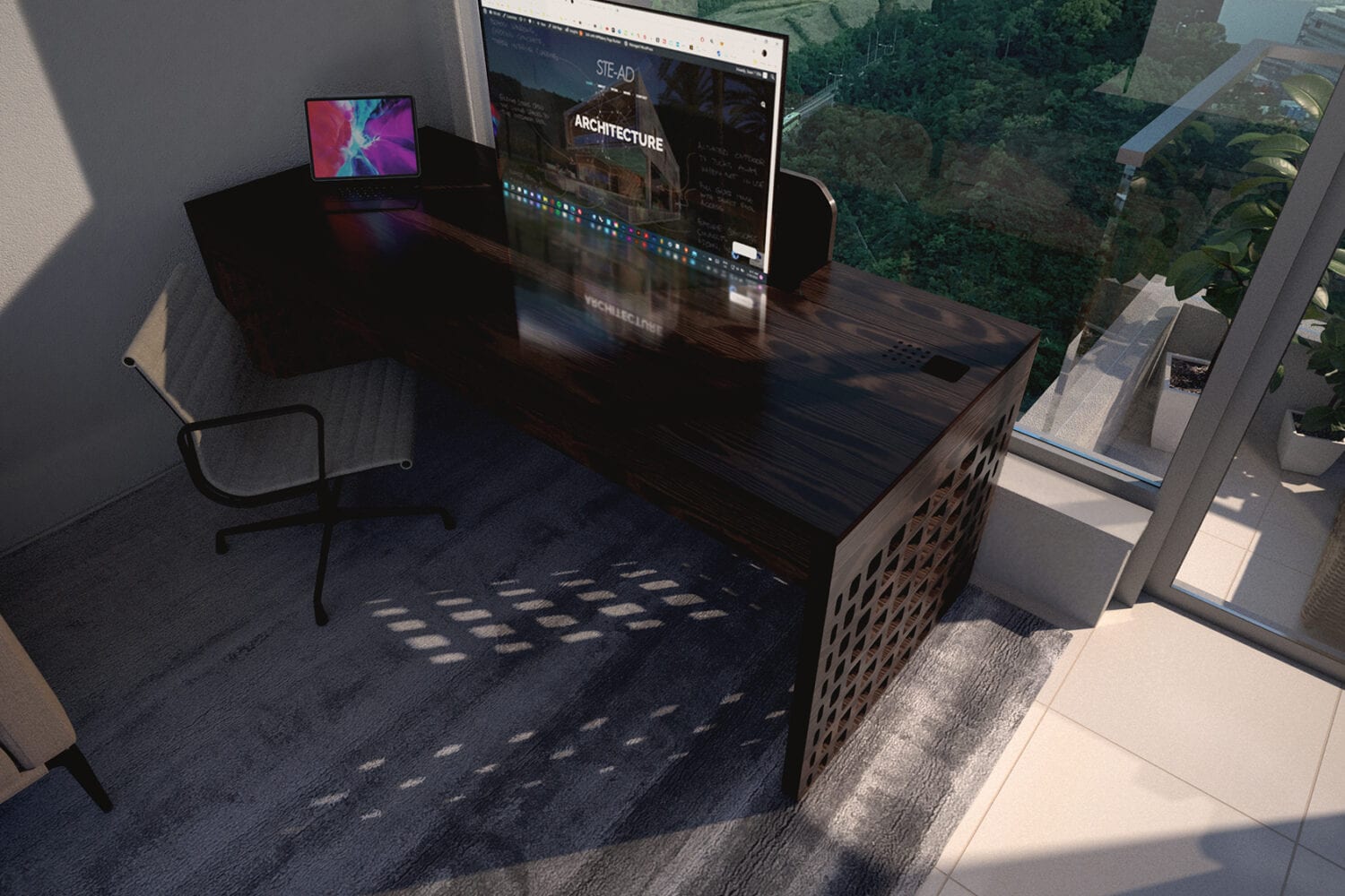 CNC Mesh Desk - Open TV
