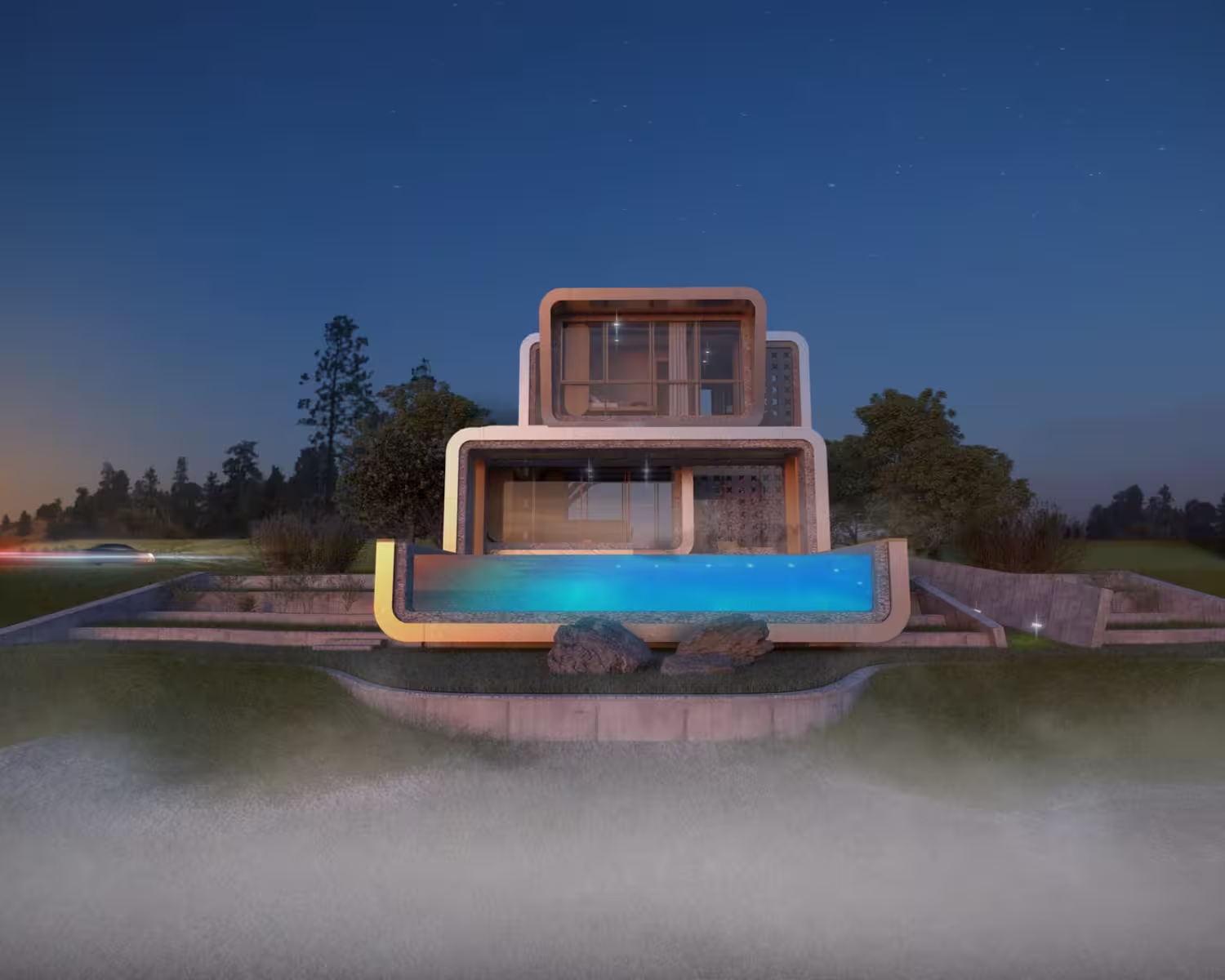 Printed Concrete Modular House Rendering