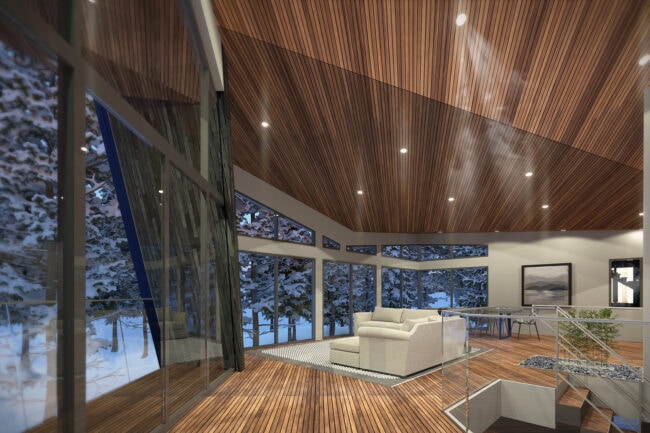 Griifin House Interior Rendering in the Snow