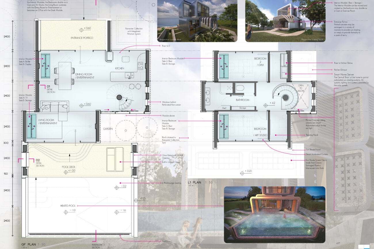 Modular Home with Swimming Pool Competition Design Board
