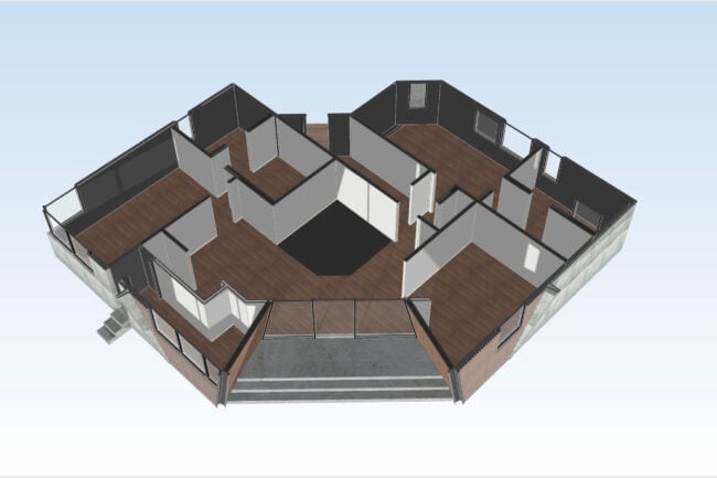 Plan en perspective 3D de Griffin House à Niseko