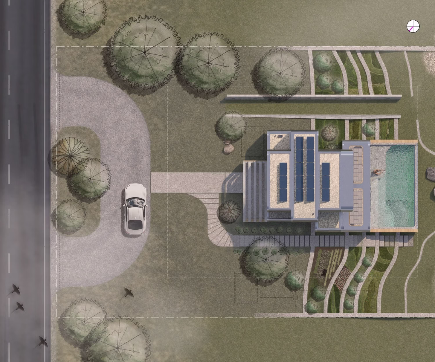 Site Plan: MACRA Modular House by a Lake