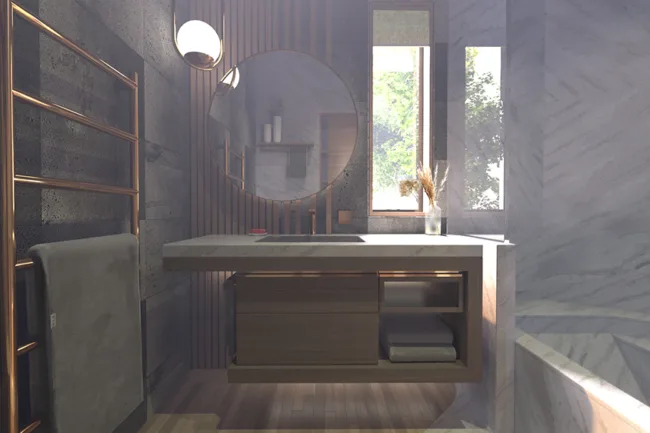 Concept Rendering of a bathroom interior design