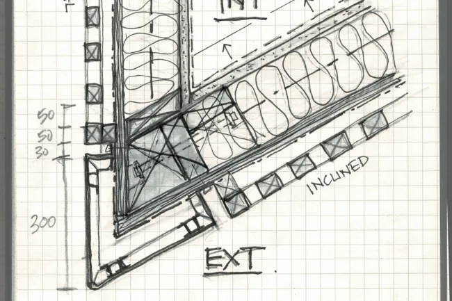 Architectural Detail Sketch Black Ink on Graph Paper