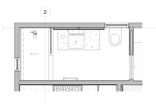 Architectural floor plan of a bathroom