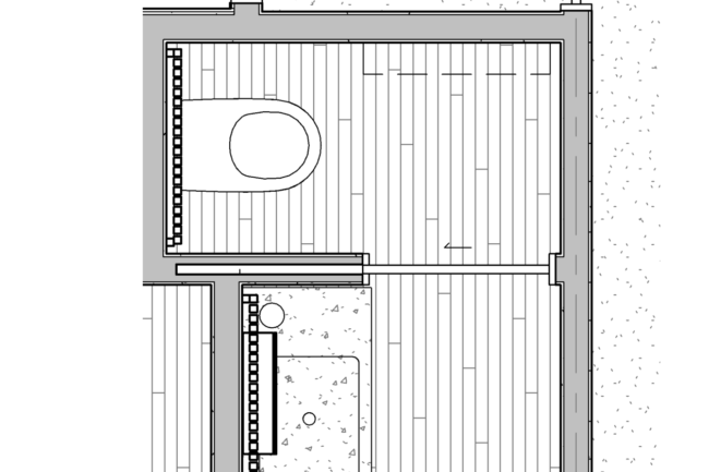 Architectural floor plan of a bathroom