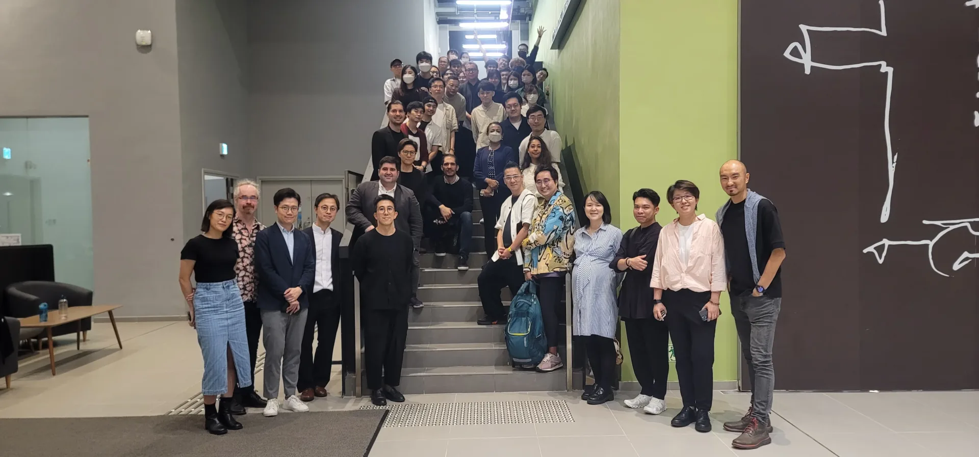 Group Photo on staircase of Architecture Masters Crit Jury Panel