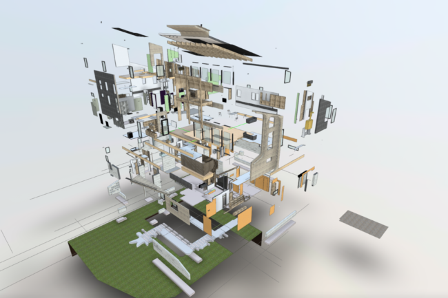 BIM - 日本新雪谷一所房屋的建筑信息模型 - 外部透视图