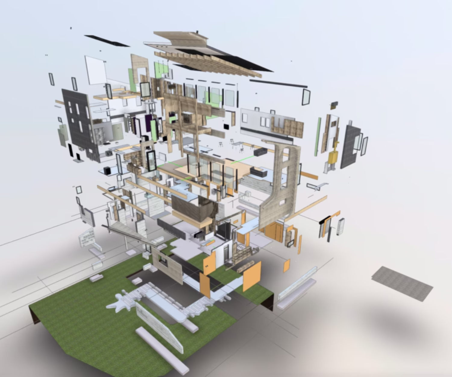 BIM Model Exploded Exterior Perspective