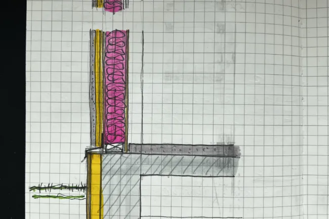 Notebook Sketches for Architectural Design of a House - Exterior Wall at Slab Edge