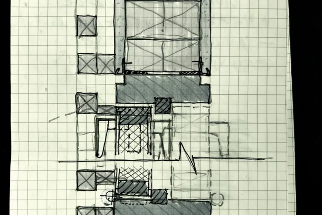 Notebook Sketches for Architectural Design of a House - Wood Door Detail