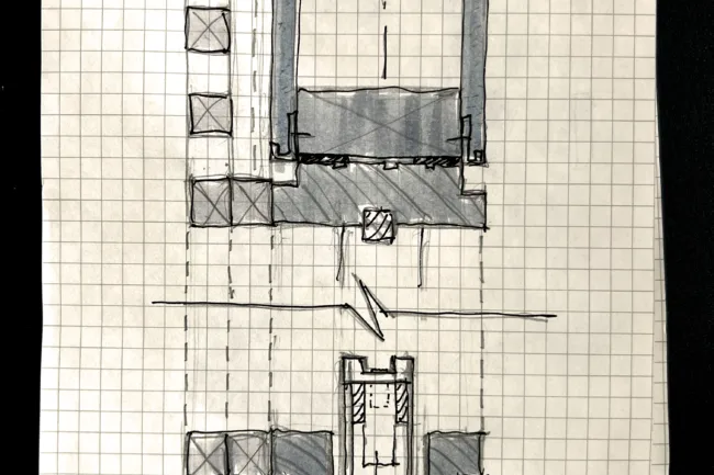 Notebook Sketches for Architectural Design of a House - Sliding Door