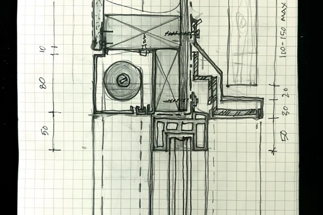 Notebook Sketches for Architectural Design of a House - Roller Blind Shade Box and Window Header Detail