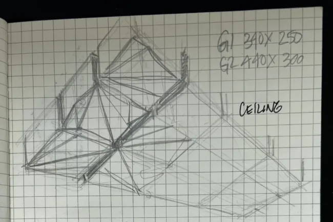 Notebook Sketches for Architectural Design of a House - Origami Ceiling Panel Sketch