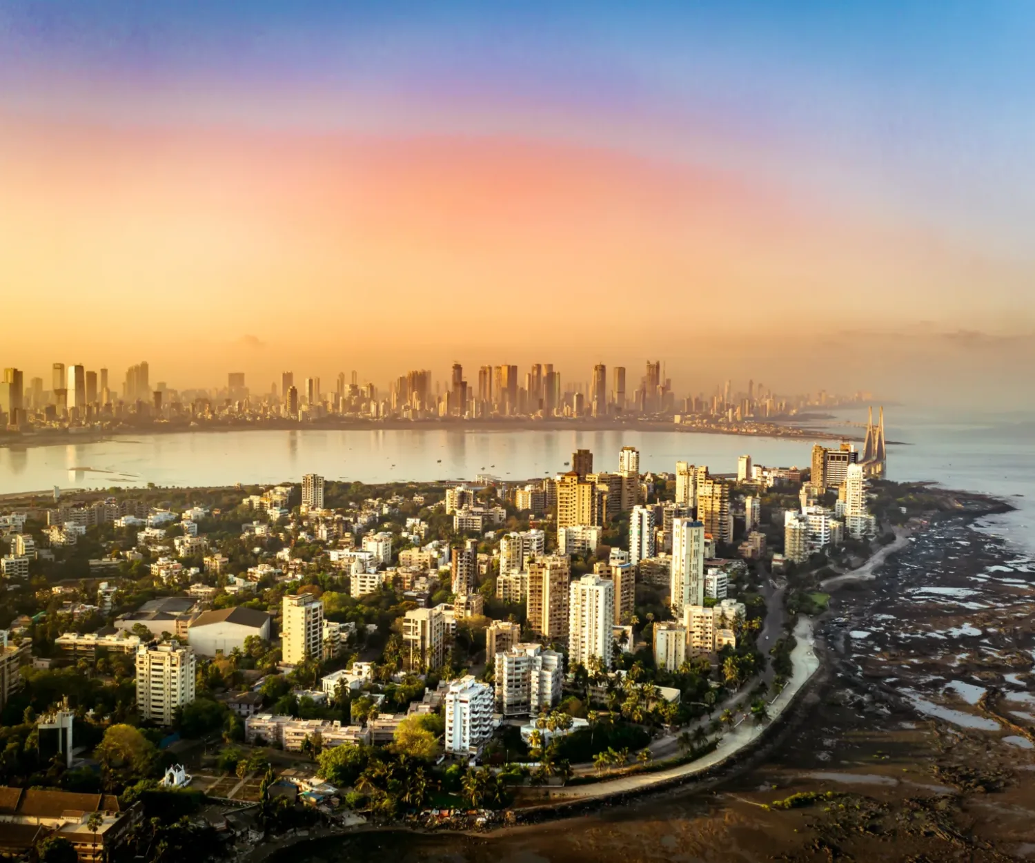 Bandra Mumbai India Aerial Photo at Dusk