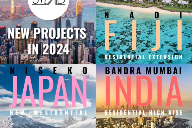 STE-AD New Projects in 2024 images of Fiji, Niseko Japan and Mumbai India