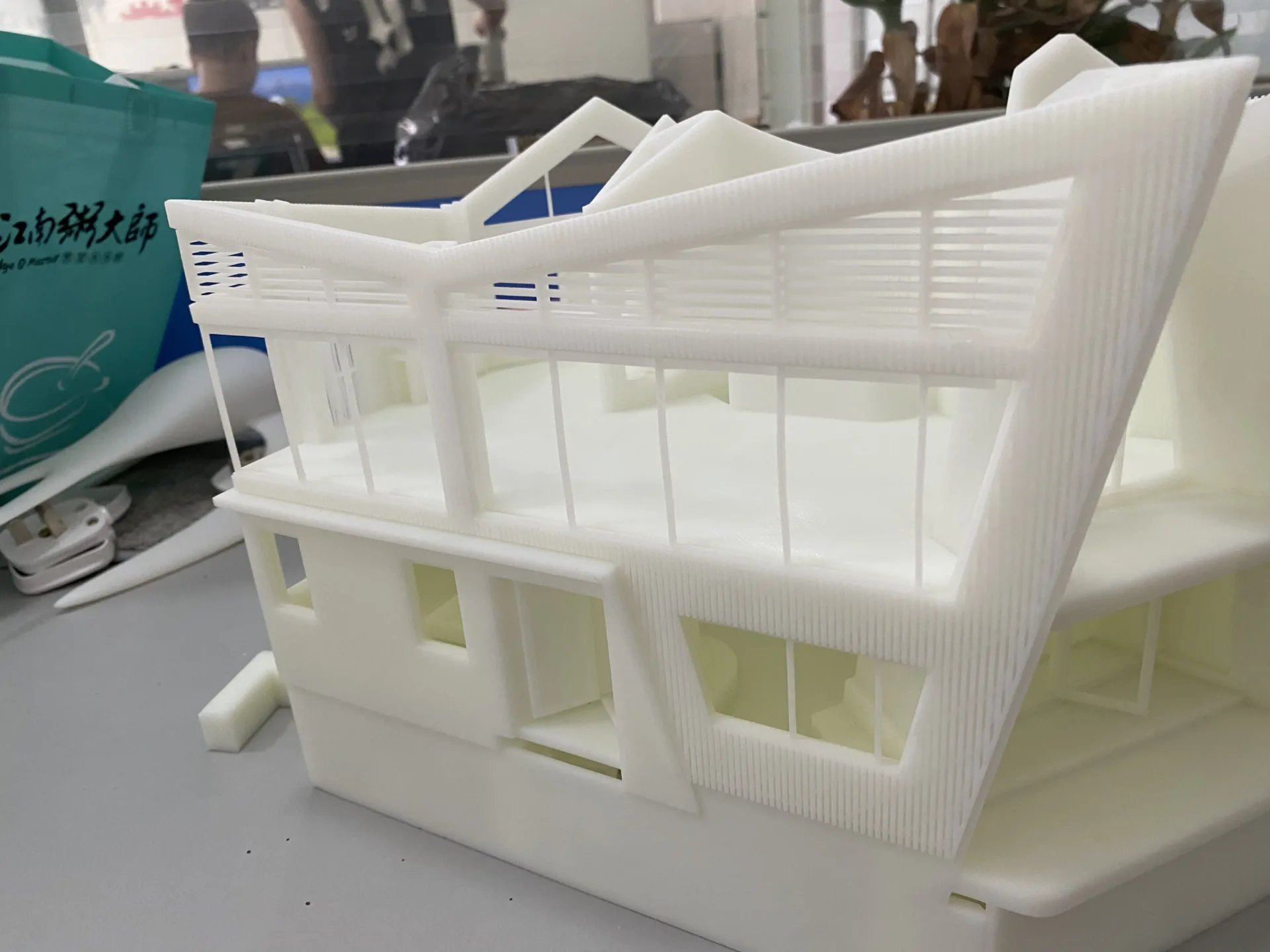 3D printed white architectural progress model of Origami House in Kutchan Niseko Hokkaido Japan