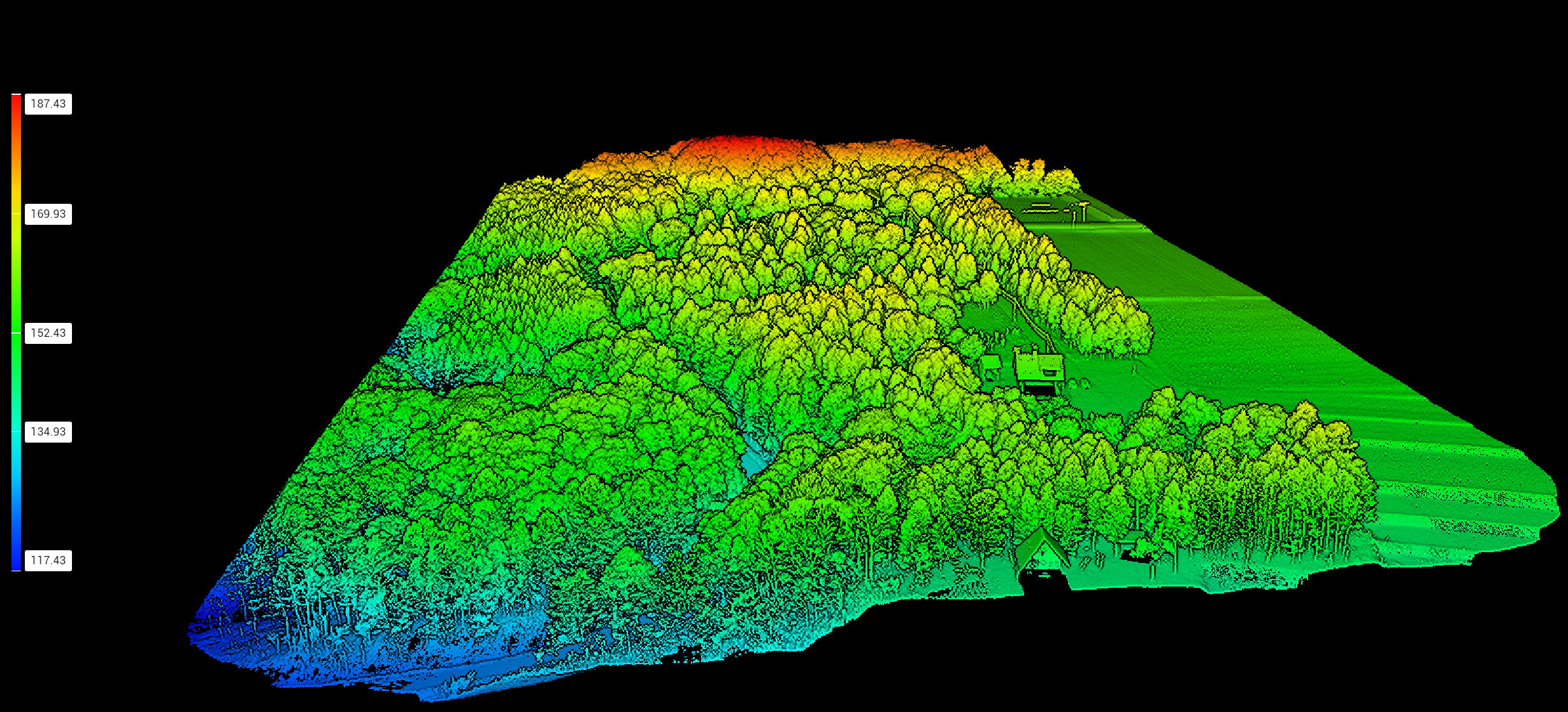 Drone Survey Mapping - LiDAR drone scan elevation heat map