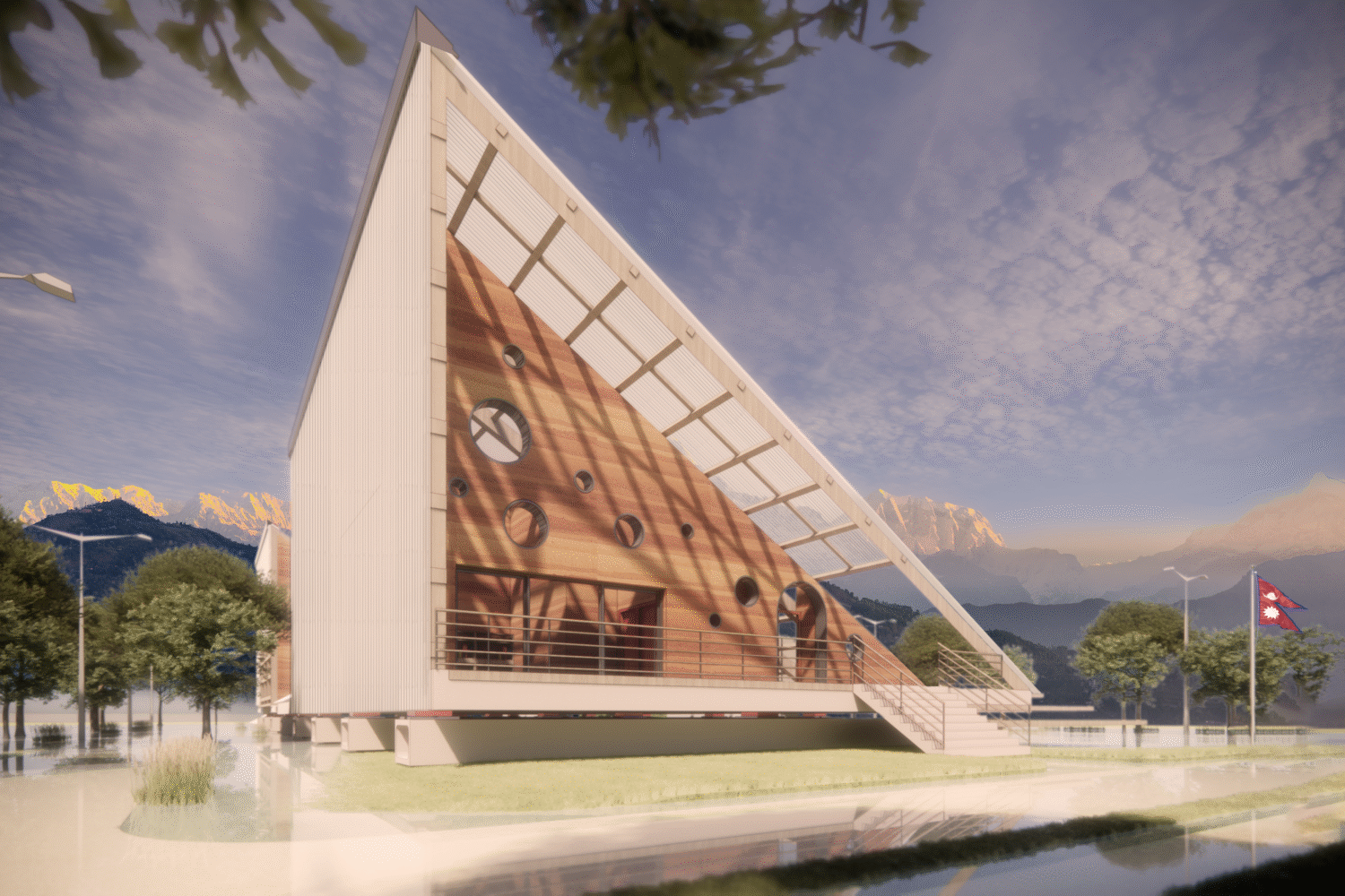 Architectural Day Rendering of a Competition Entry by STEAD Architecture and Design of Nepal School Competition