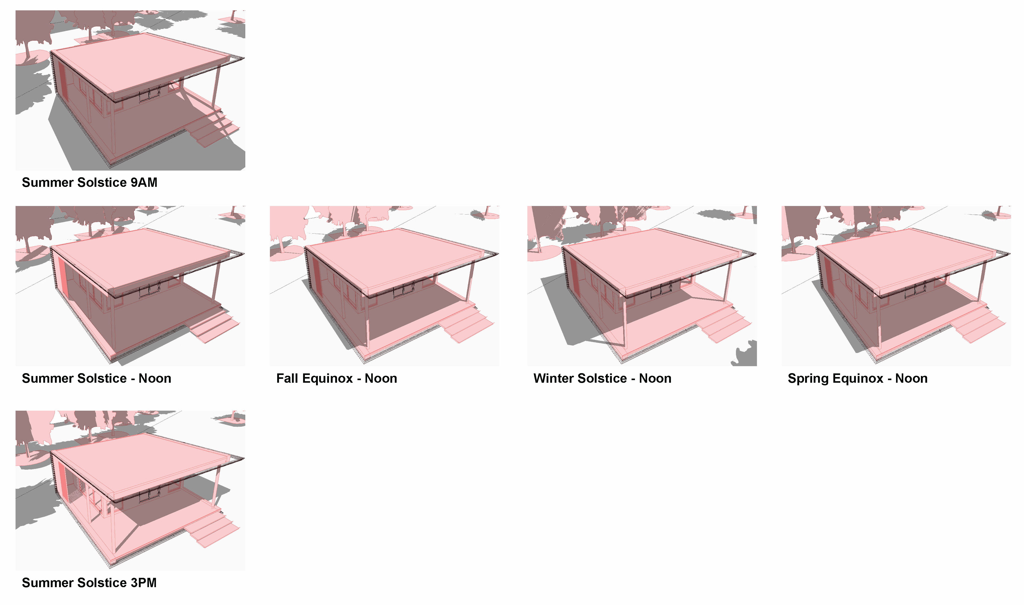Architectural Rendering of Yang Chum Noi Villa Suit in Sisaket Thailand - Pink and white solar analysis model
