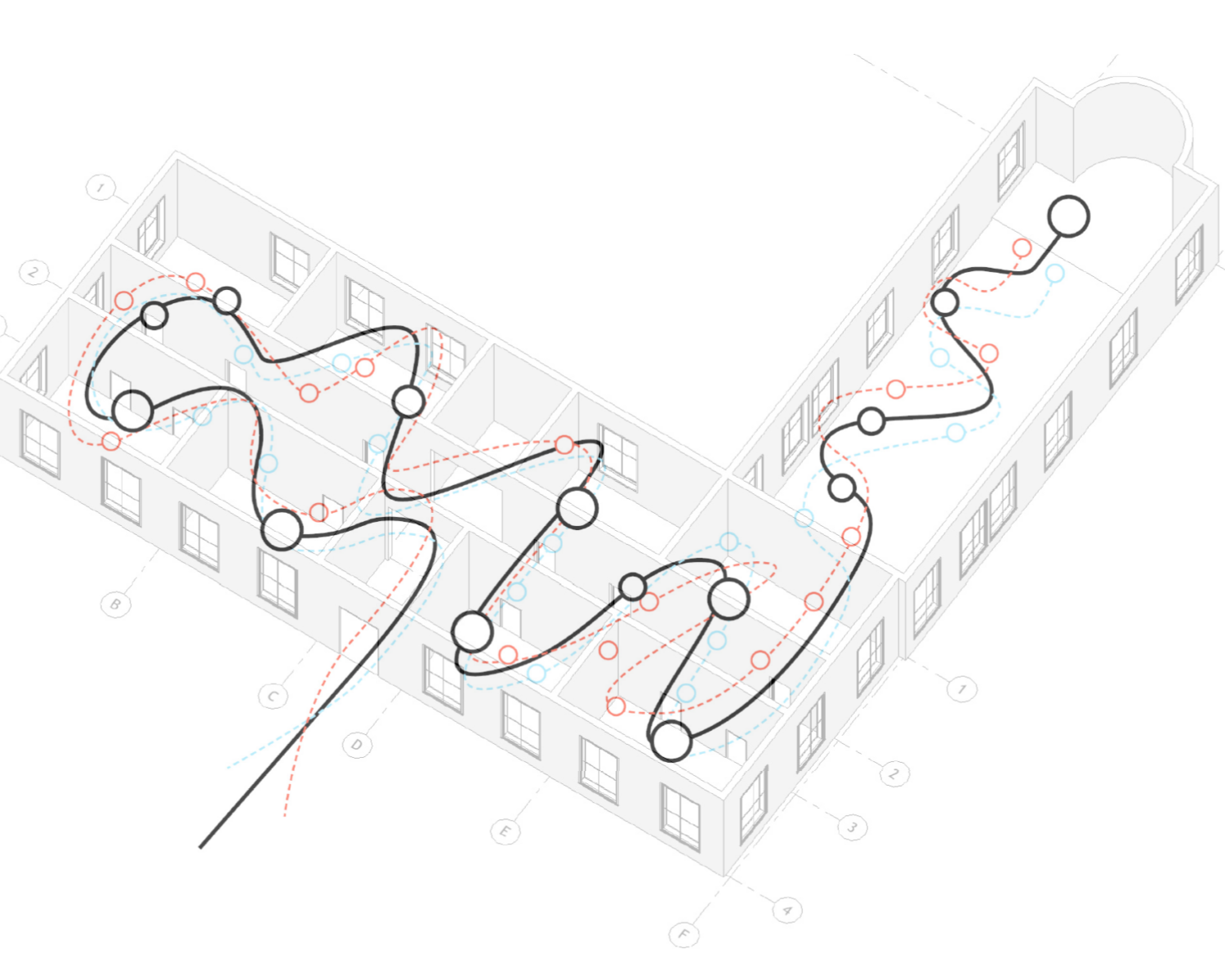 Oscar Getz Museum of Bourbon History - Museum Time Line on a 3D BIM model of Spalding Hall