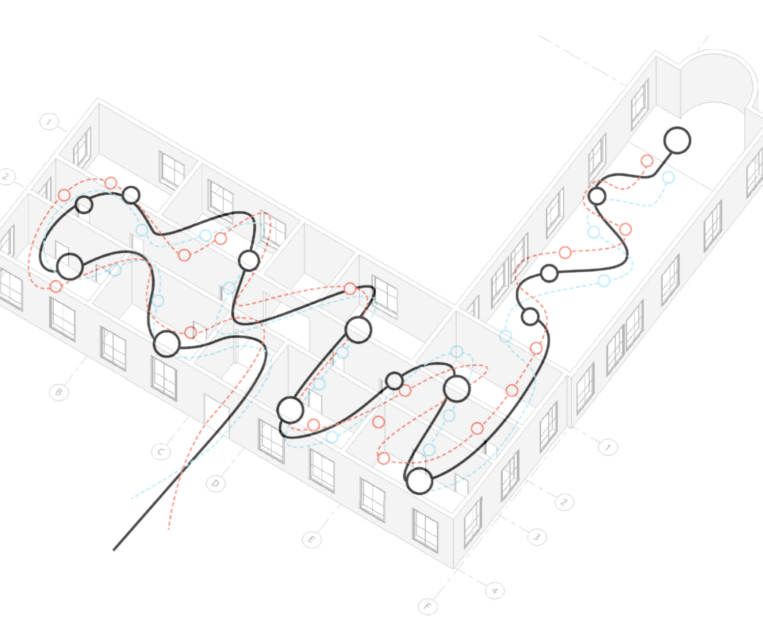 Oscar Getz Museum of Bourbon History - Museum Time Line on a 3D BIM model of Spalding Hall