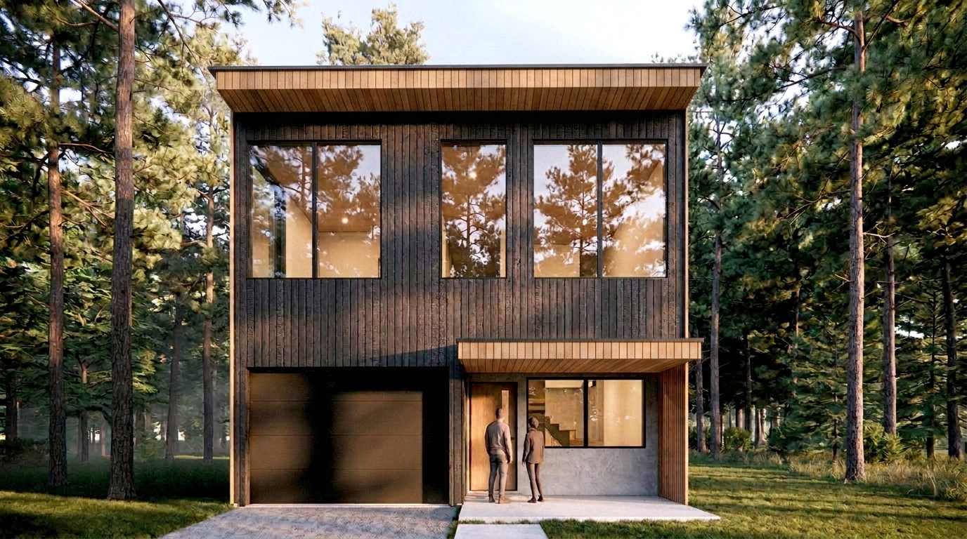A house in the wooded area of St. Moritz in Niseko, Japan